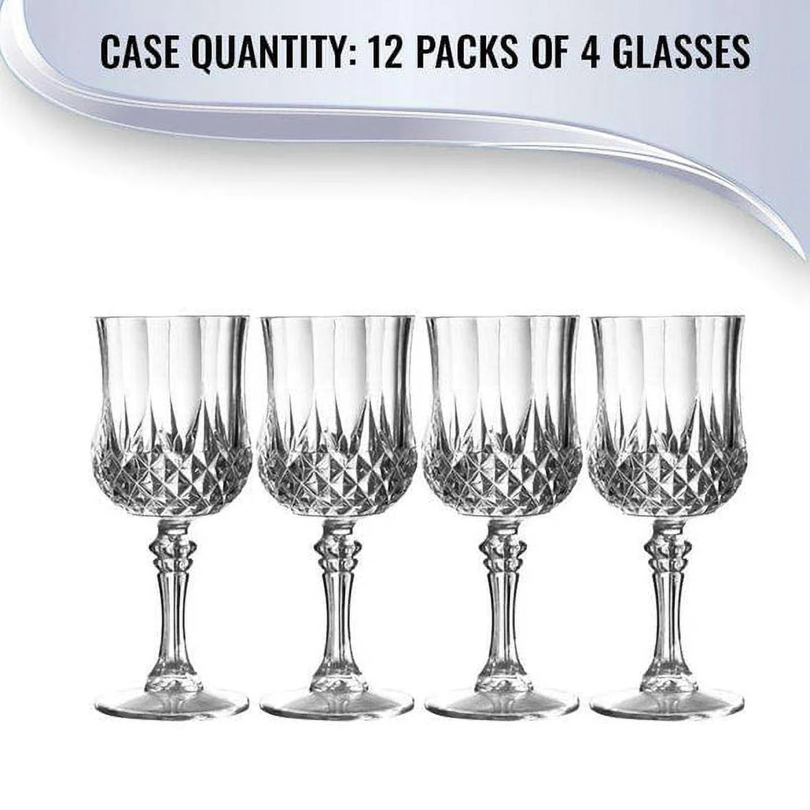 8 oz Crystal Cut Plastic Wine Glasses 48ct D343786