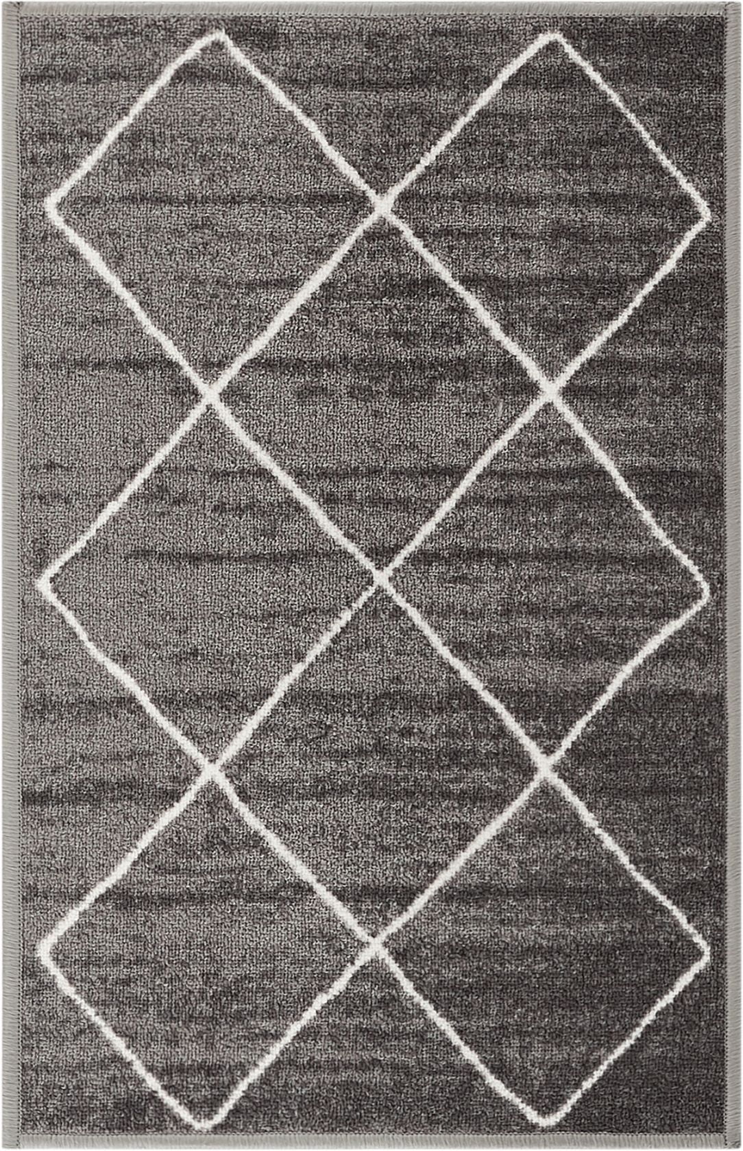 Grey Diamond Lattice Print Indoor Outdoor Area Rug N42337
