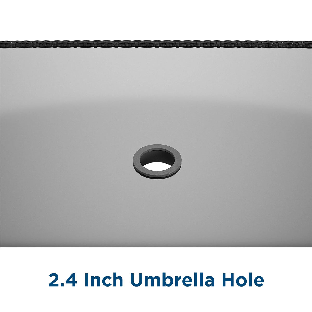 Black Wicker Dining Table with Glass Top and Umbrella Hole J354001