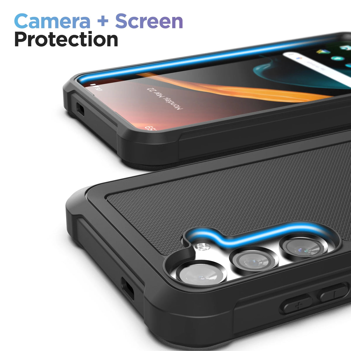 Falcon Belt Case with Holster Clip and Tempered Glass Screen Protector (Black) F823057