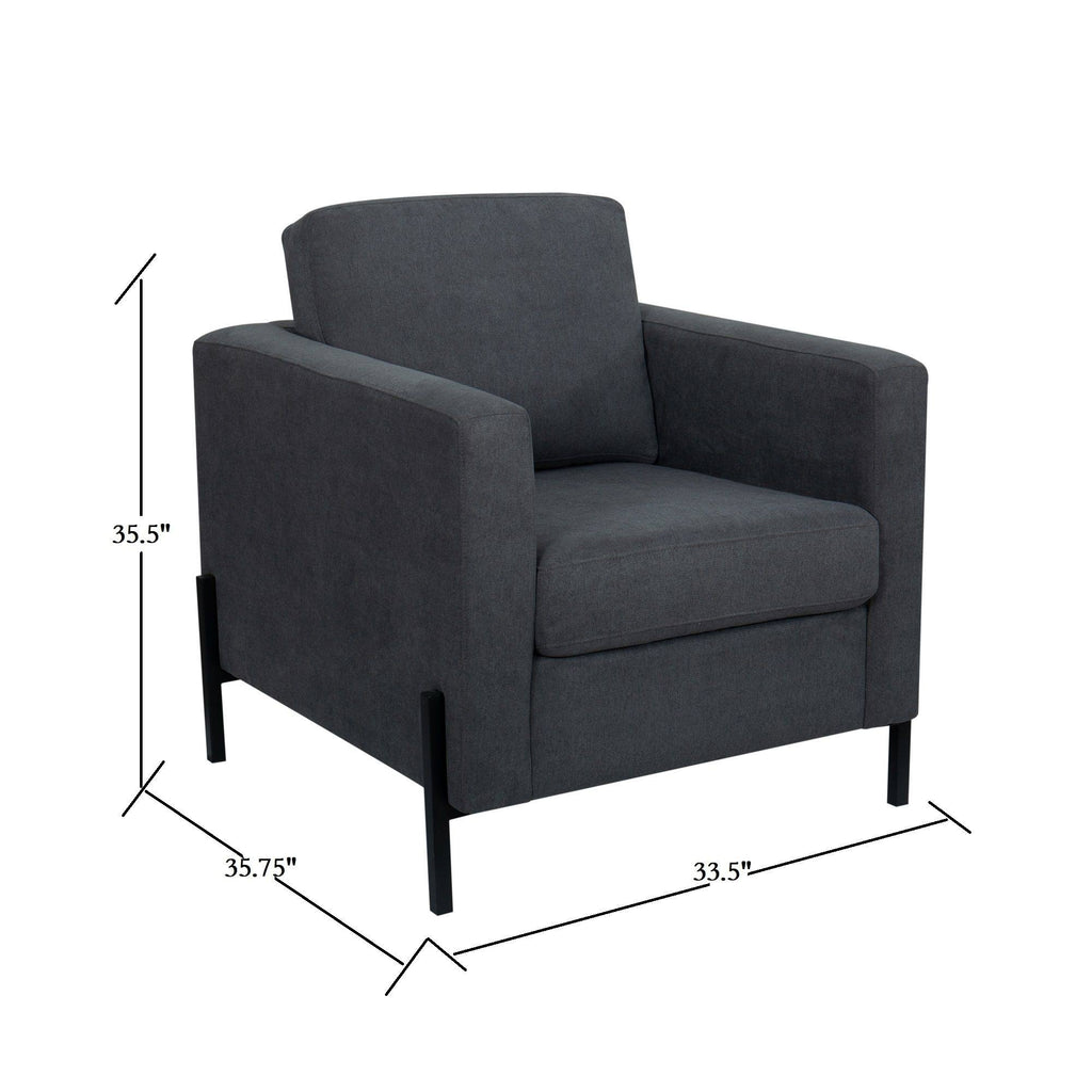 Creamy White Armchair with Black Metal Leg C774949