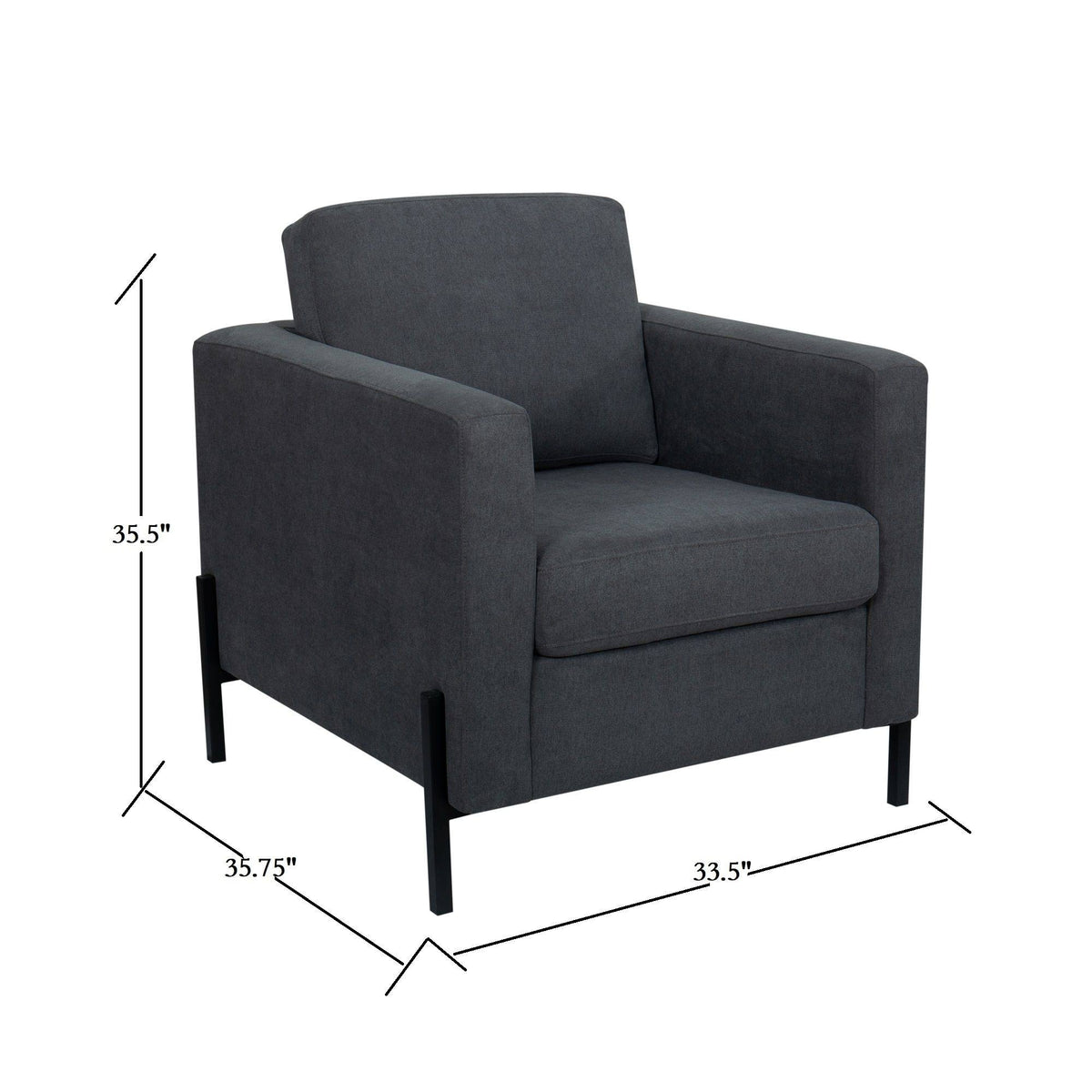 Creamy White Armchair with Black Metal Leg C774949