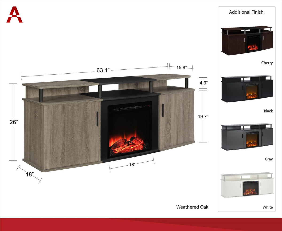 White Electric Fireplace TV Console Y25363