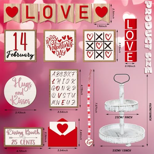 19 Pcs Tiered Tray Decorations Set with 2 Tiered Tray Stand F565