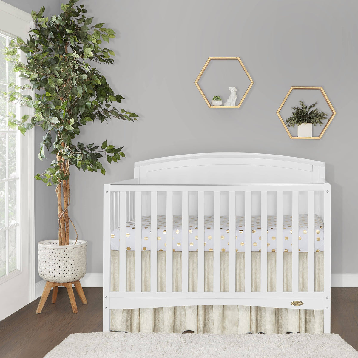 5-in-1 Convertible Full Panel Crib in White F596246