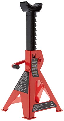 3 Ton Capacity Steel Auto Stands, 1 Pair, Black and Red P1168