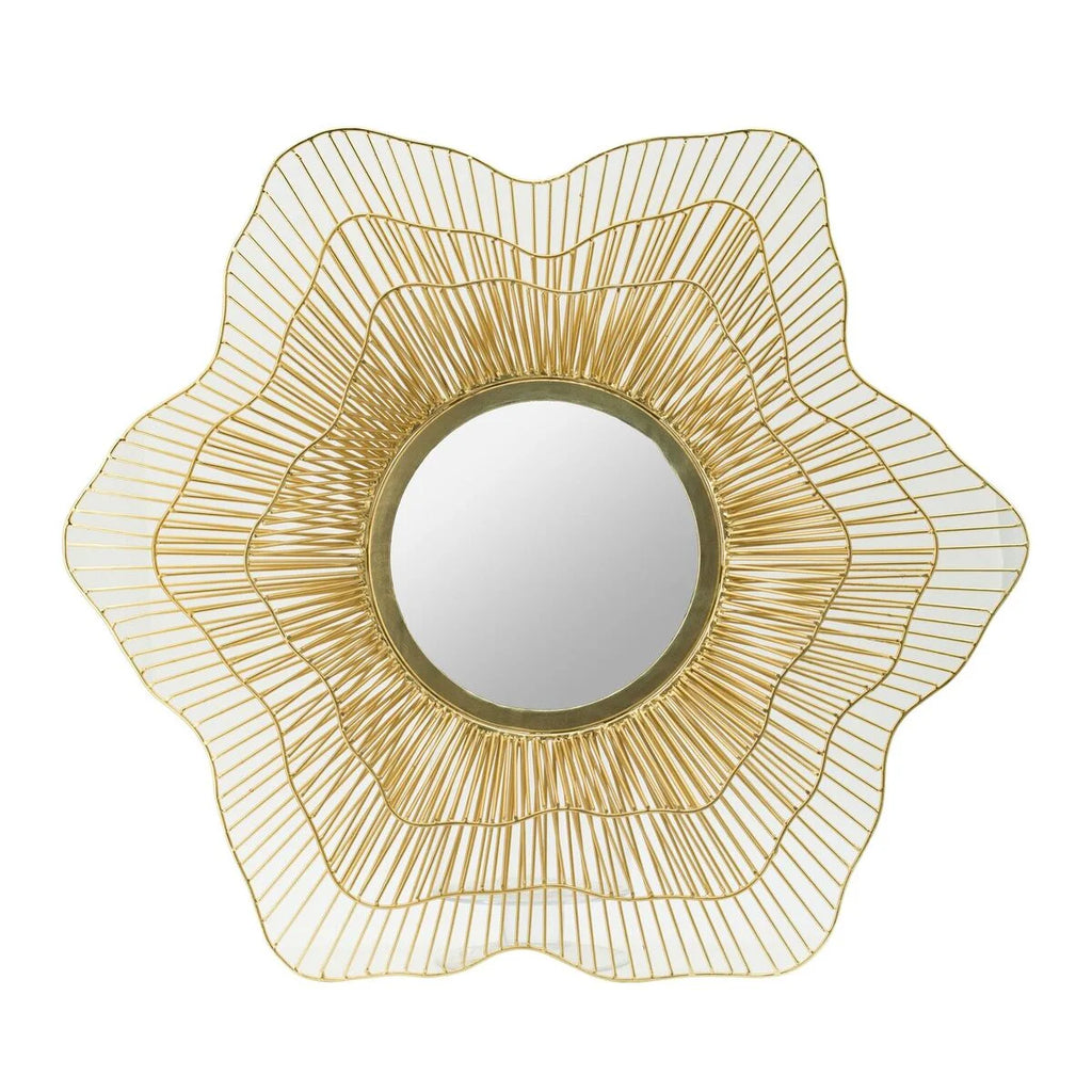 27" Brown Starburst Framed Wall Mirror N879