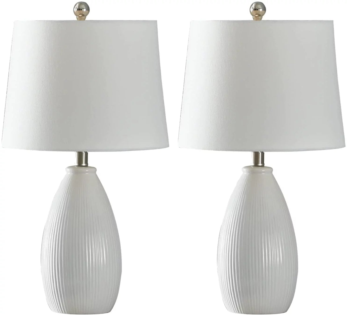Table Lamps Set of 2 White Ceramic R27070