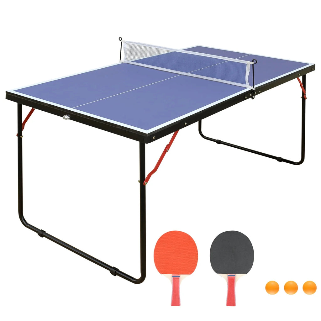Foldable Ping Pong Table Set with Net, 2 Paddles and 3 Balls, Blue C63602