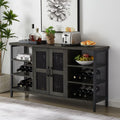 Dark Gray Wood Wine Cabinet with Storage E902737