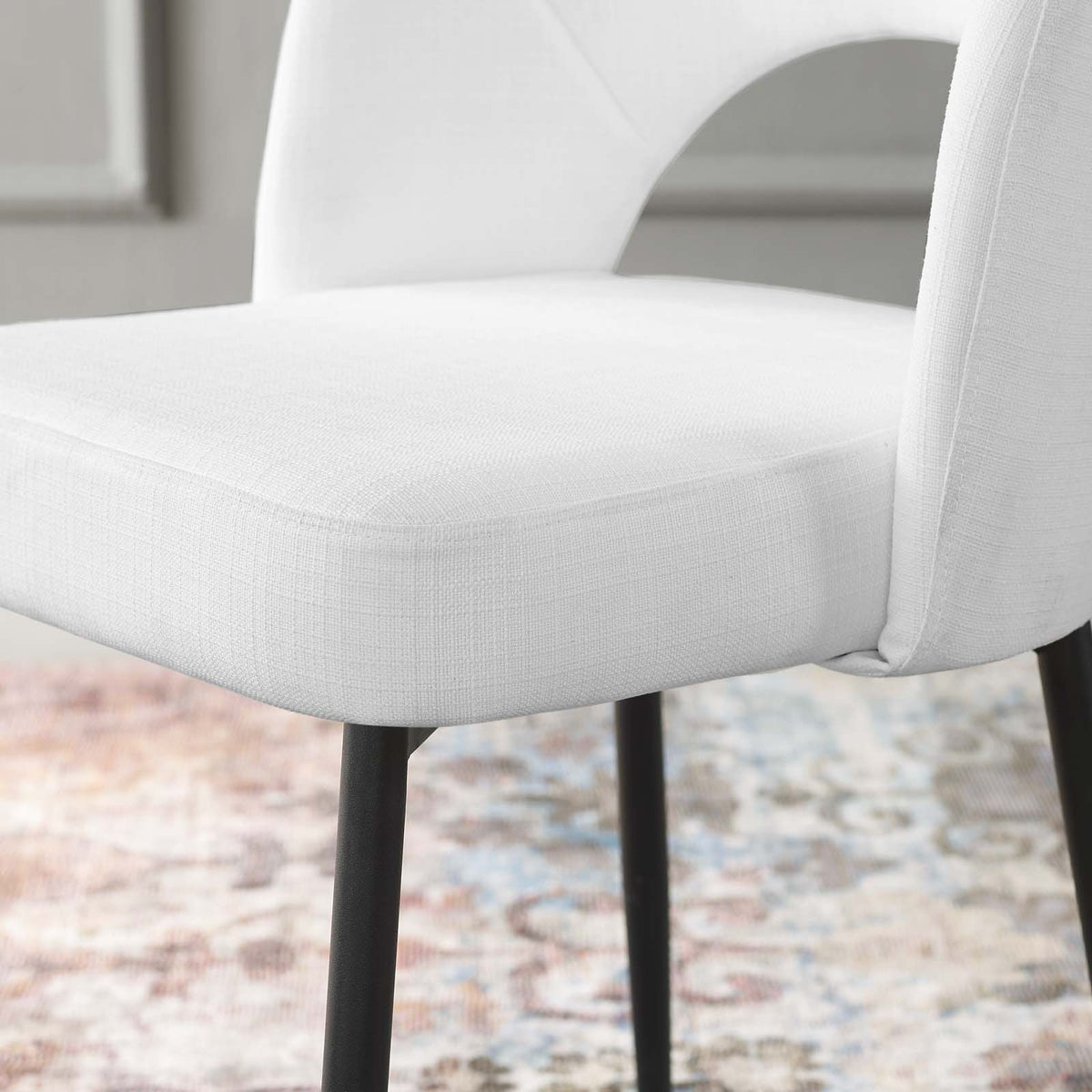 Black White Upholstered Fabric Dining Side Chair J94672
