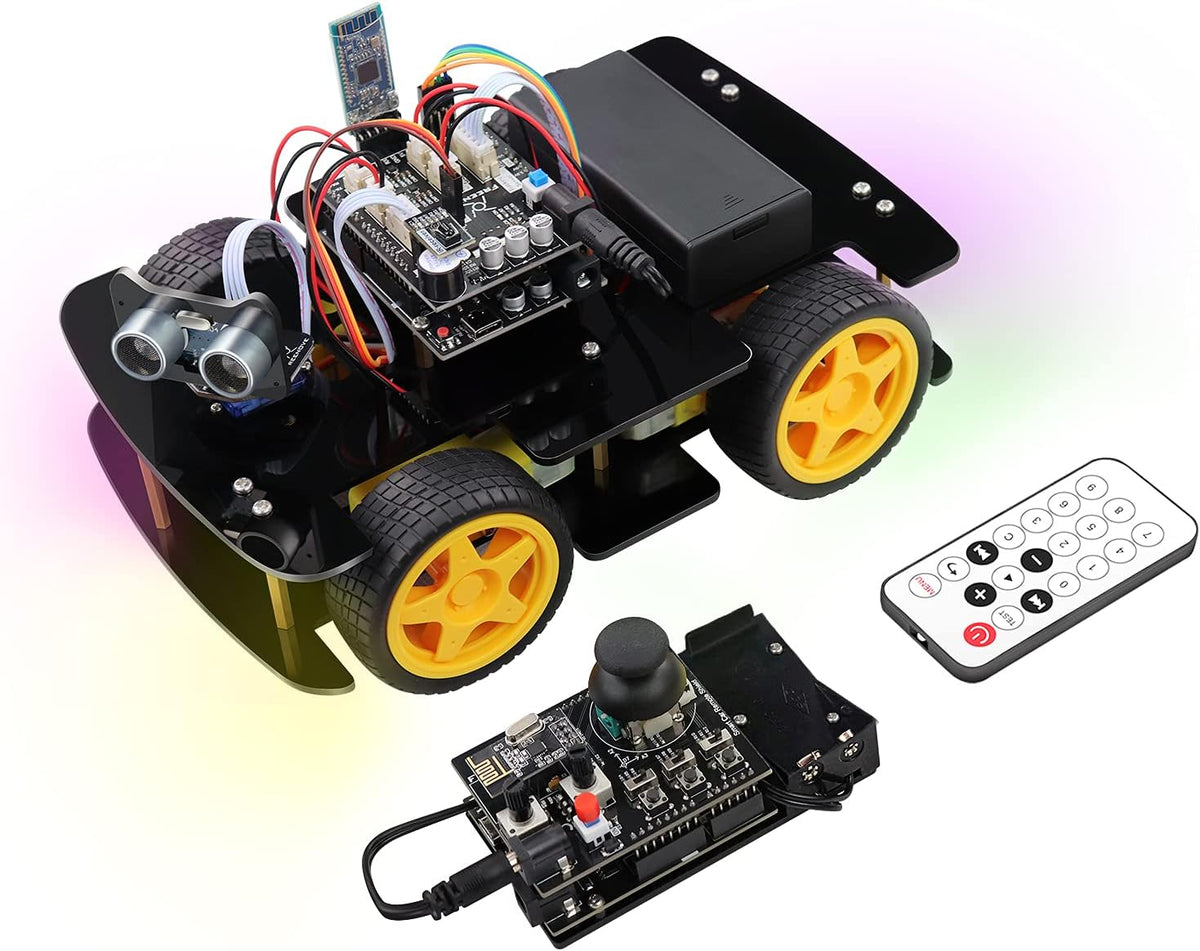 4WD Car Kit with RF Remote, Line Tracking, Obstacle Avoidance, Ultrasonic Sensor I8289
