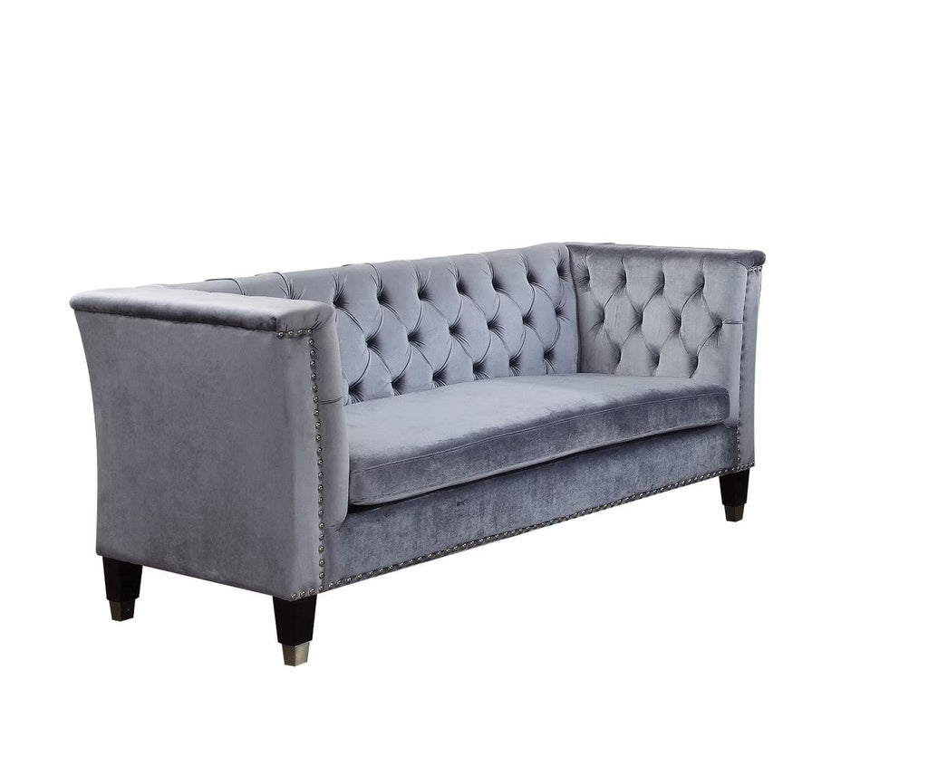 Blue-Gray Velvet Loveseat W4825