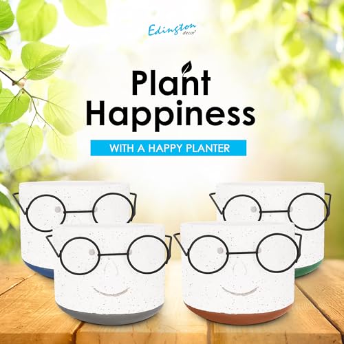 Green 4 inch Face Planter Pot with Drainage Y559