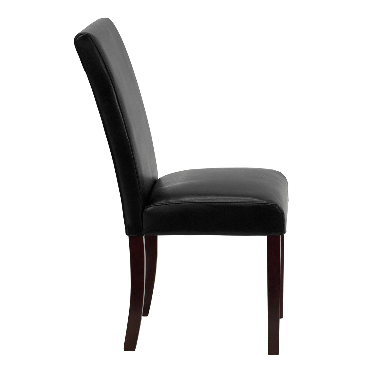 Black Faux Leather Panel Back Parson's Chair P5586