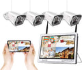 Wireless Security Camera System with 12 LCD Monitor, 2MP Outdoor, Night Vision, IP66 Q81513