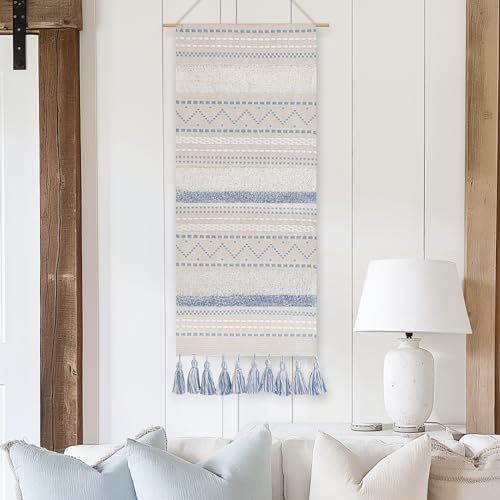 Cream Beige 16x39 INCH Woven Tassel Wall Hanging Tapestry G429