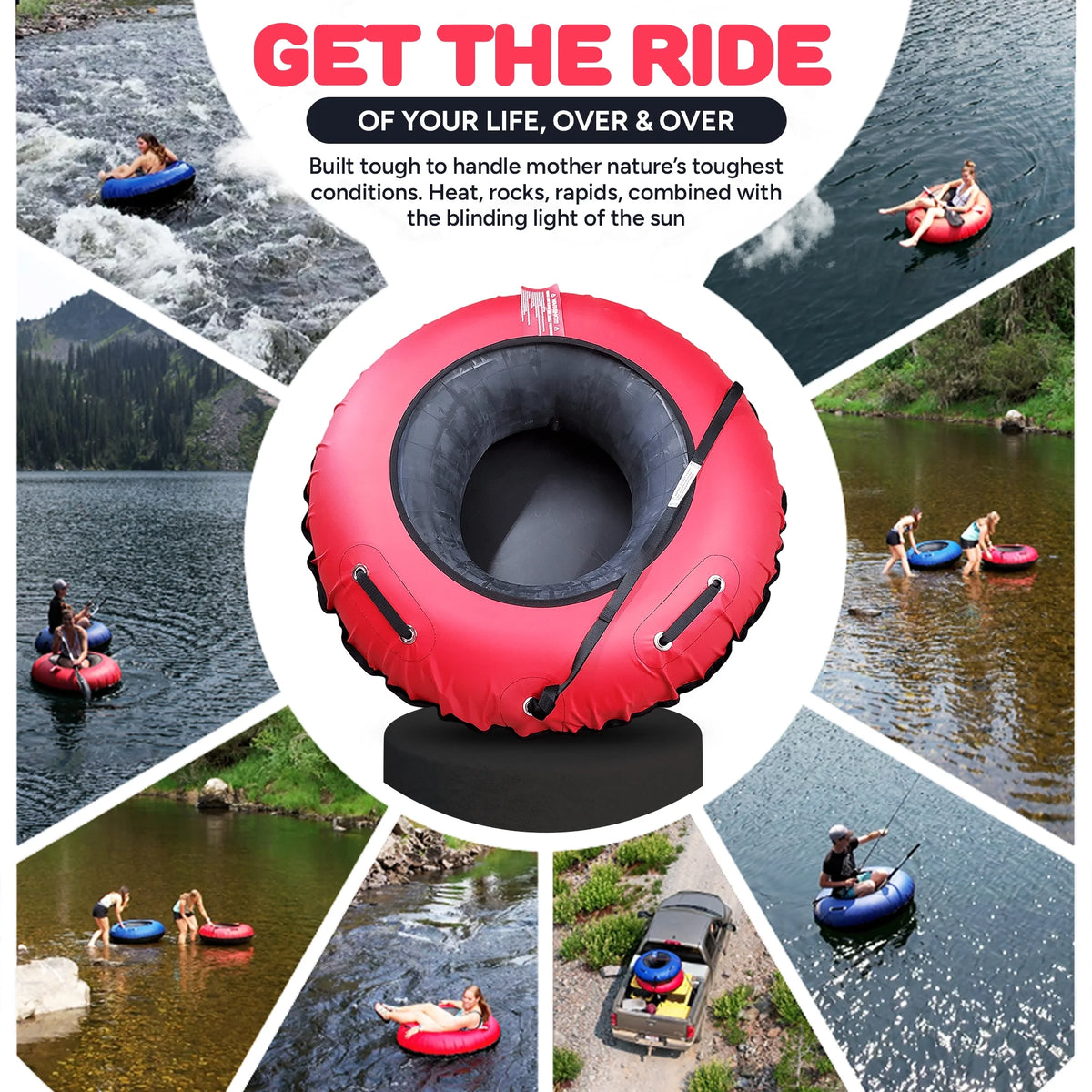Red Heavy Duty Inflatable River Tube N748923