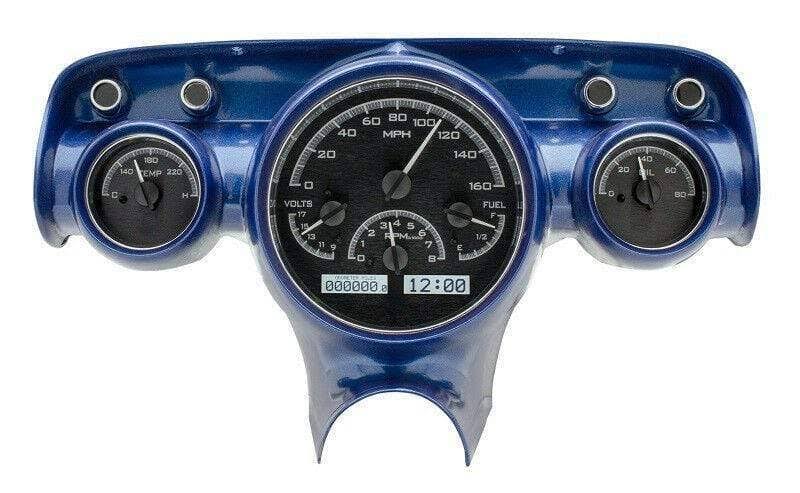 57 Chevy Car Analog Gauges System Black Alloy White G47901