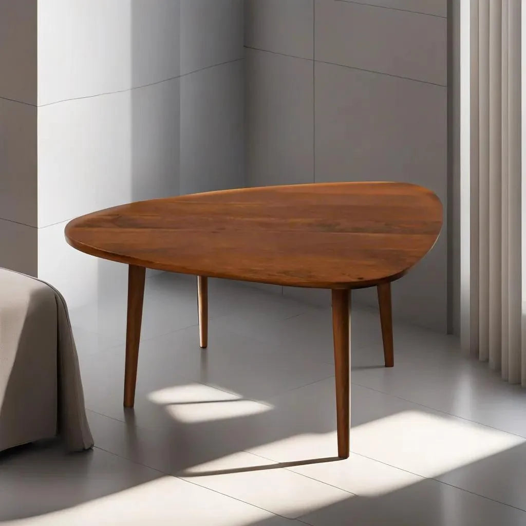Handmade Light Walnut Drop Shaped Wood Coffee Table V234780