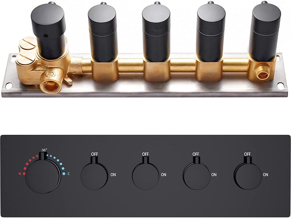 4-Function 4-Outlet Solid Brass Thermostatic Shower Valve & Trims Polished Chrome T116