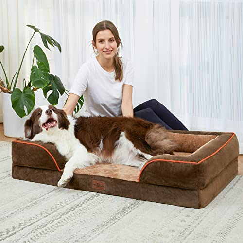 Jumbo Waterproof Orthopedic Memory Foam Dog Bed with Bolster and Removable Cover L343969