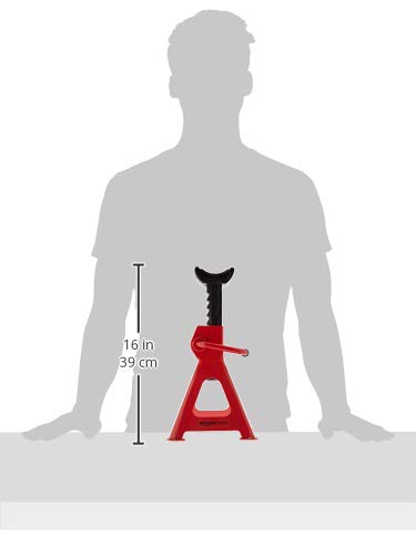 3 Ton Capacity Steel Auto Stands, 1 Pair, Black and Red P1168