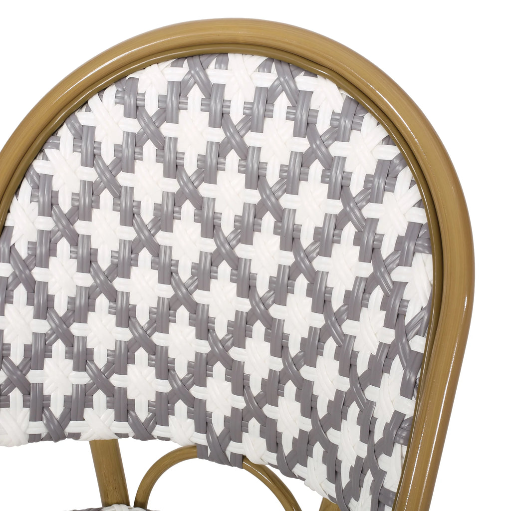 Set of 4 Gray White Bamboo Finish Outdoor Bistro Chair C538922