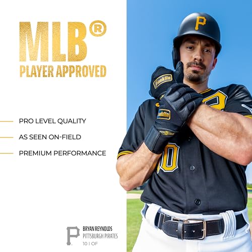 MLB Batting Gloves - Durable Full Wrap Cage Practice Gloves - Heavy Duty Leather F78394
