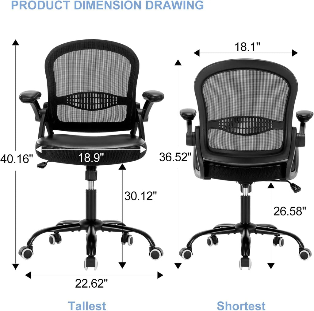 Black Ergonomic Mesh Office Chair with Flip-up Armrests L998031