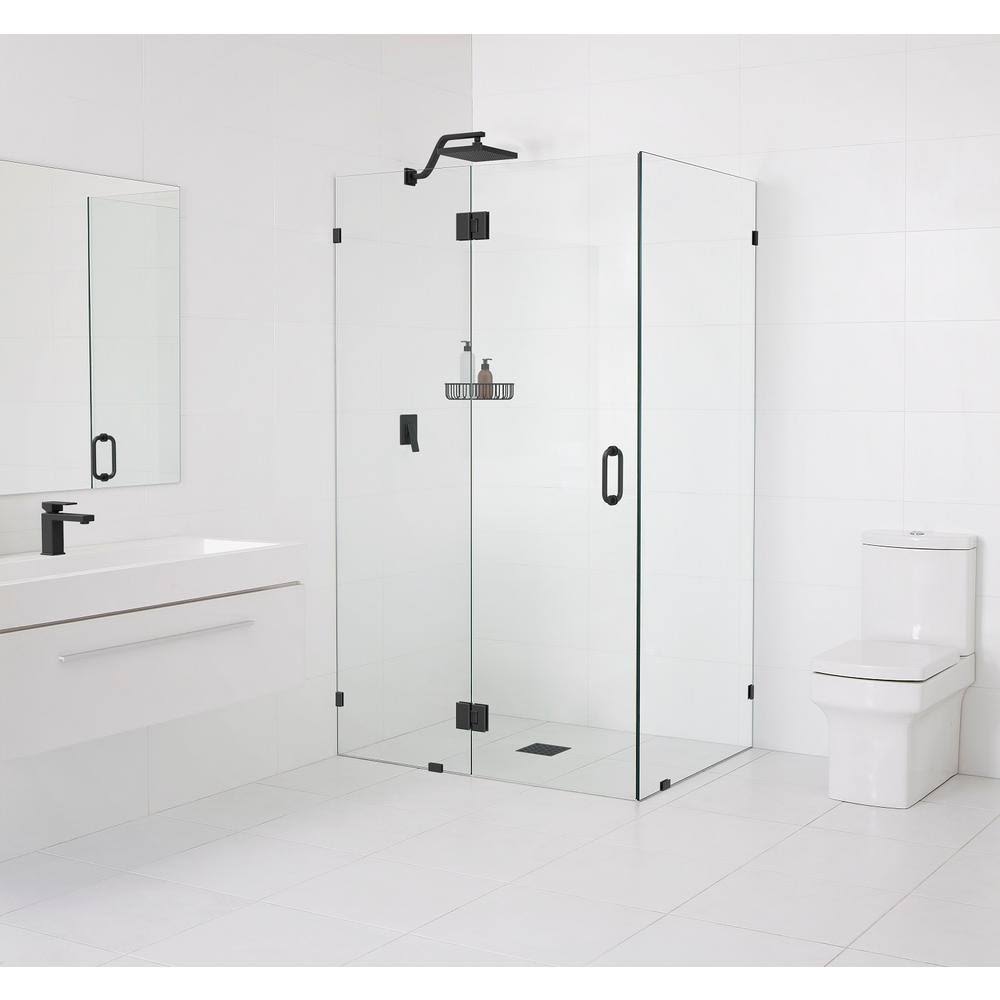 Matte Black Hinged Frameless Shower Door X58509