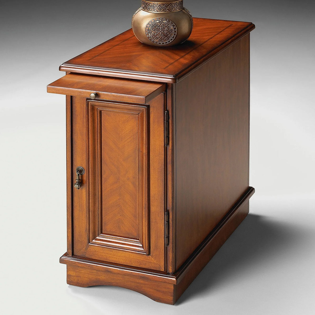 Olive Ash Brown Cabinet End Table D38529