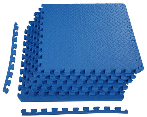 1 In. Thick EVA Foam Interlocking Exercise Mat, 18 Piece Black S7083