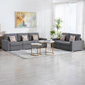 Grey Linen Fabric Sofa and Loveseat Set with Pillows L36593