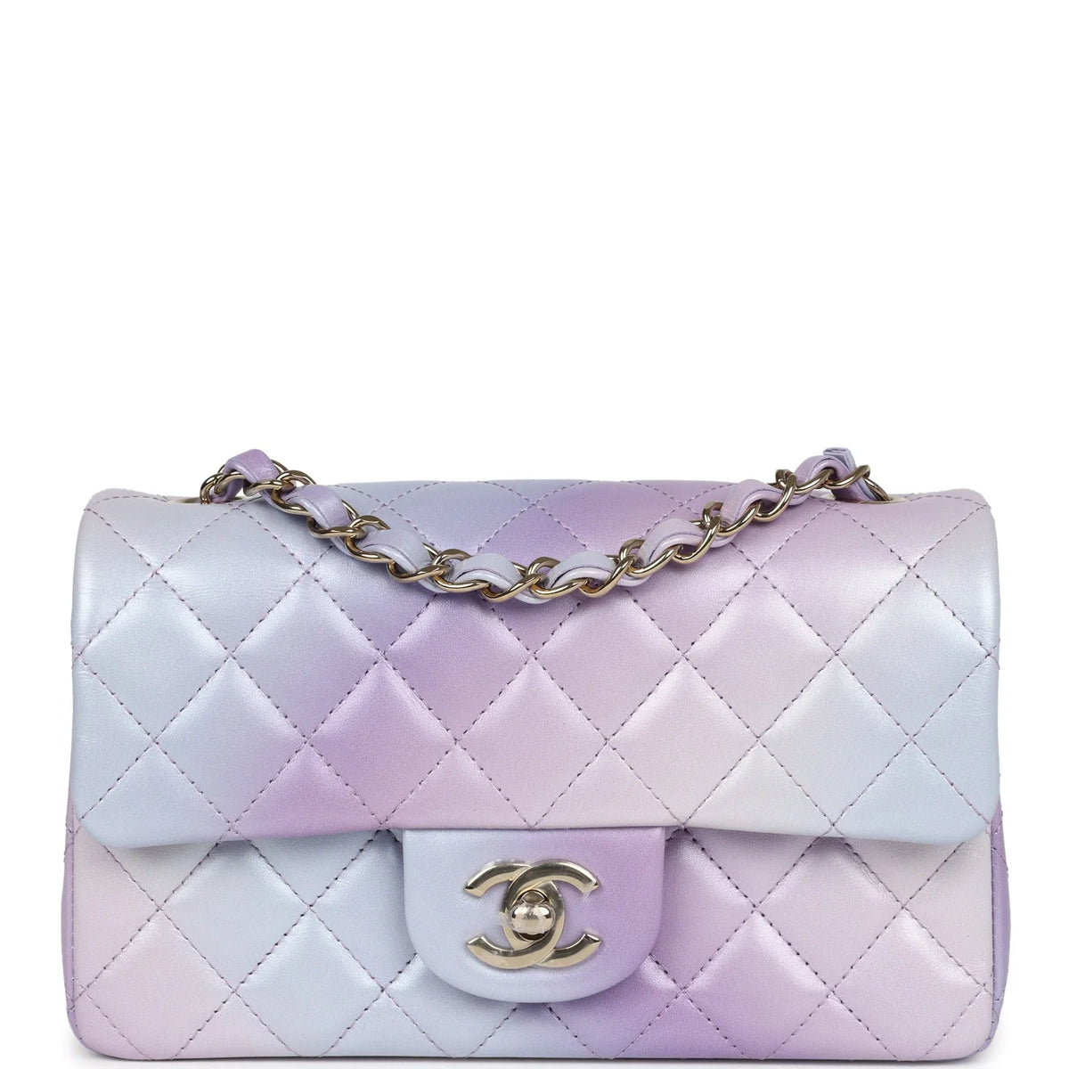 Purple Ombre Lambskin Mini Rectangular Flap Bag B417