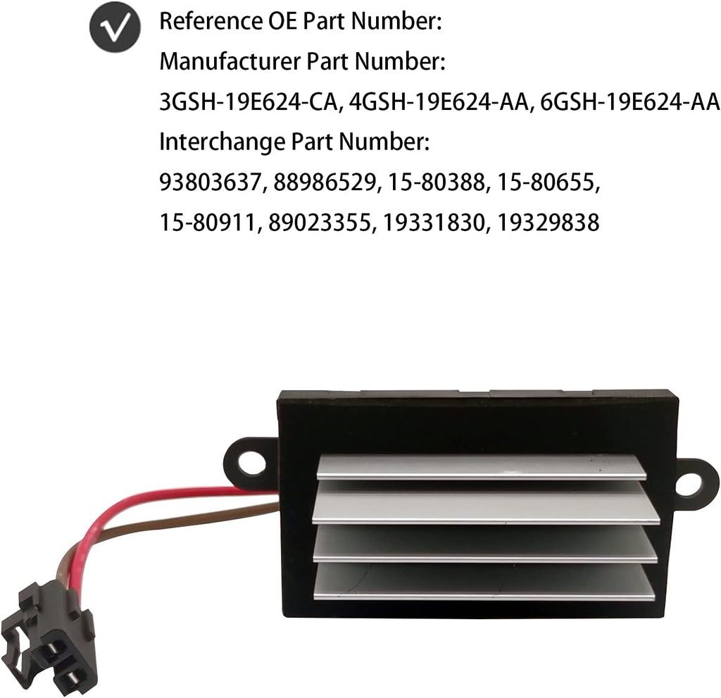 Blower Motor Resistor Heater Blower Motor Fan Pack of 2 J85728