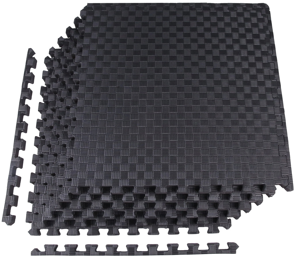 1 In. Thick EVA Foam Interlocking Exercise Mat, 18 Piece Black S7083