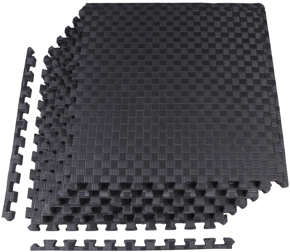 1 In. Thick EVA Foam Interlocking Exercise Mat, 18 Piece Black S7083