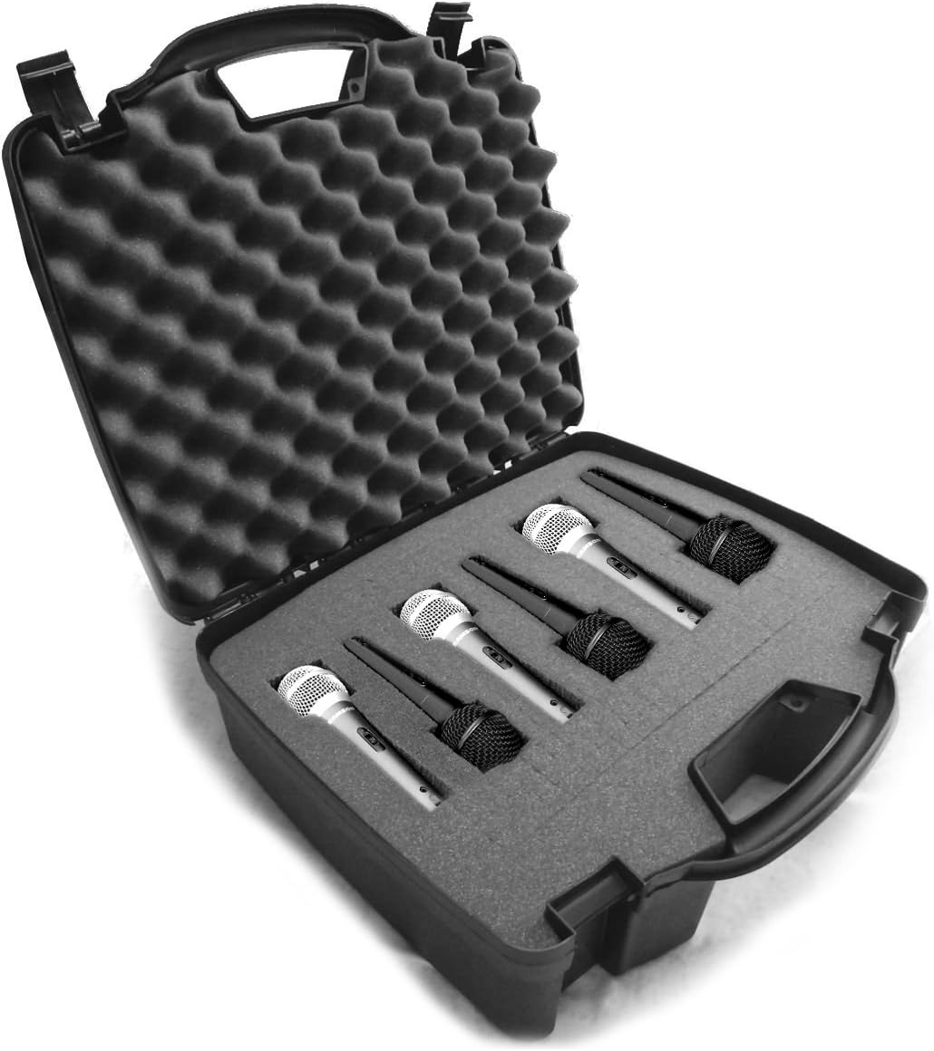 Hard Case Compatible with Shure Microphones with Customizable Foam for up to 6 Mics S209