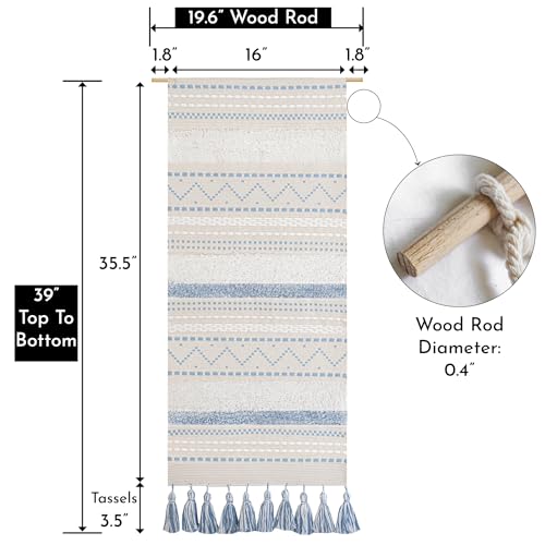 Cream Beige 16x39 INCH Woven Tassel Wall Hanging Tapestry G429