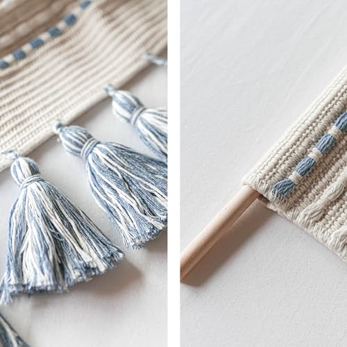 Cream Beige 16x39 INCH Woven Tassel Wall Hanging Tapestry G429