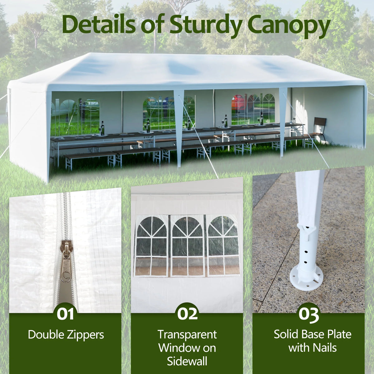 10x30' Outdoor Canopy Tent with 5 Removable Sidewalls I993740
