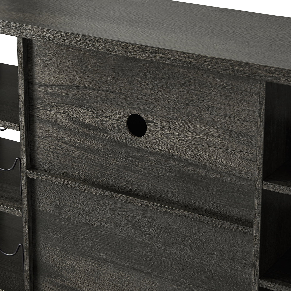 Dark Gray Wood Wine Cabinet with Storage E902737