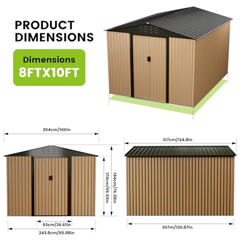 8 x 6 FT Metal Outdoor Storage Shed with Lock V64662