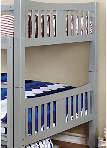 Twin Over Twin Wood Bunk Bed in Gray R271628