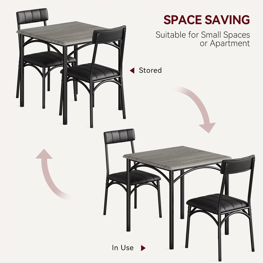 3 Piece Square Dining Table Set with 2 Upholstered Chairs C6516