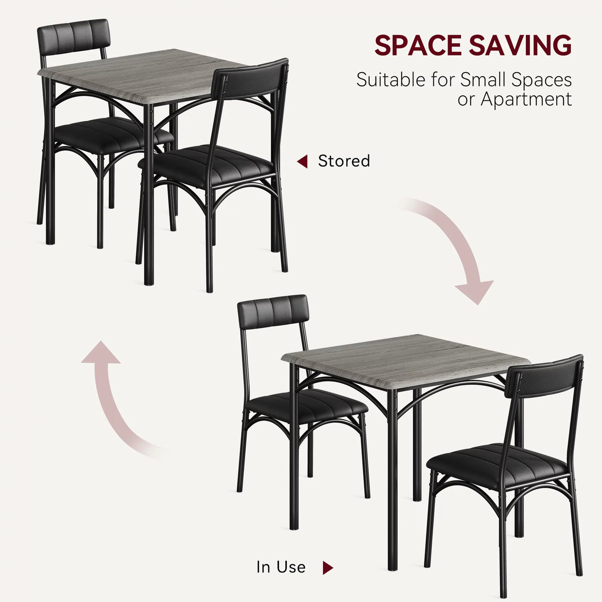 3 Piece Square Dining Table Set with 2 Upholstered Chairs C6516