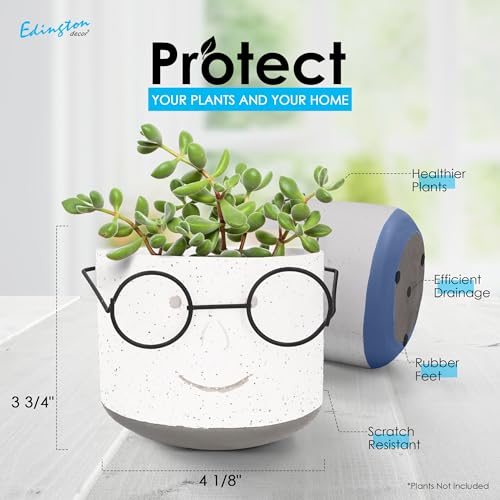 Green 4 inch Face Planter Pot with Drainage Y559