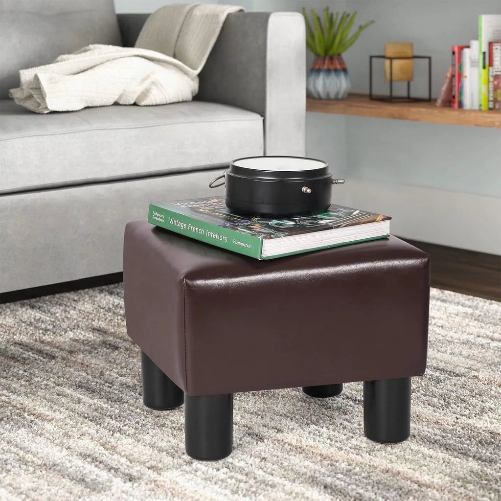 Brown Square PU Leather Ottoman L74115