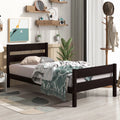 Twin Size Pine Wood Platform Bed Frame with Headboard and Footboard N697